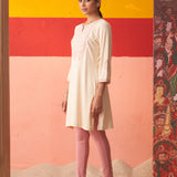 Ivory Kurta for Women with Threadwork and Lace Detailing