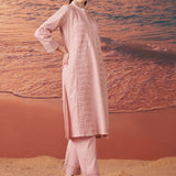 Elsie Soft Pink Monochrome Cotton Co-ord Set for Women