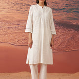 Elsie Soft Ivory Monochrome Cotton Co-ord Set for Women