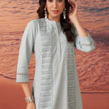 Elsie Soft Blue Monochrome Cotton Co-ord Set for Women