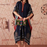 Orna Navy Printed Rayon Kaftan for Women