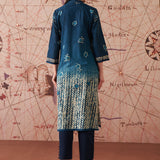 Arya Navy Blue Printed Cotton Kurta for Women