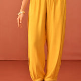 Arshia Chrome Yellow Embroidered Rayon Co-ord Set for Women
