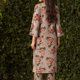 Stone Grey Printed Kurta Set for Women