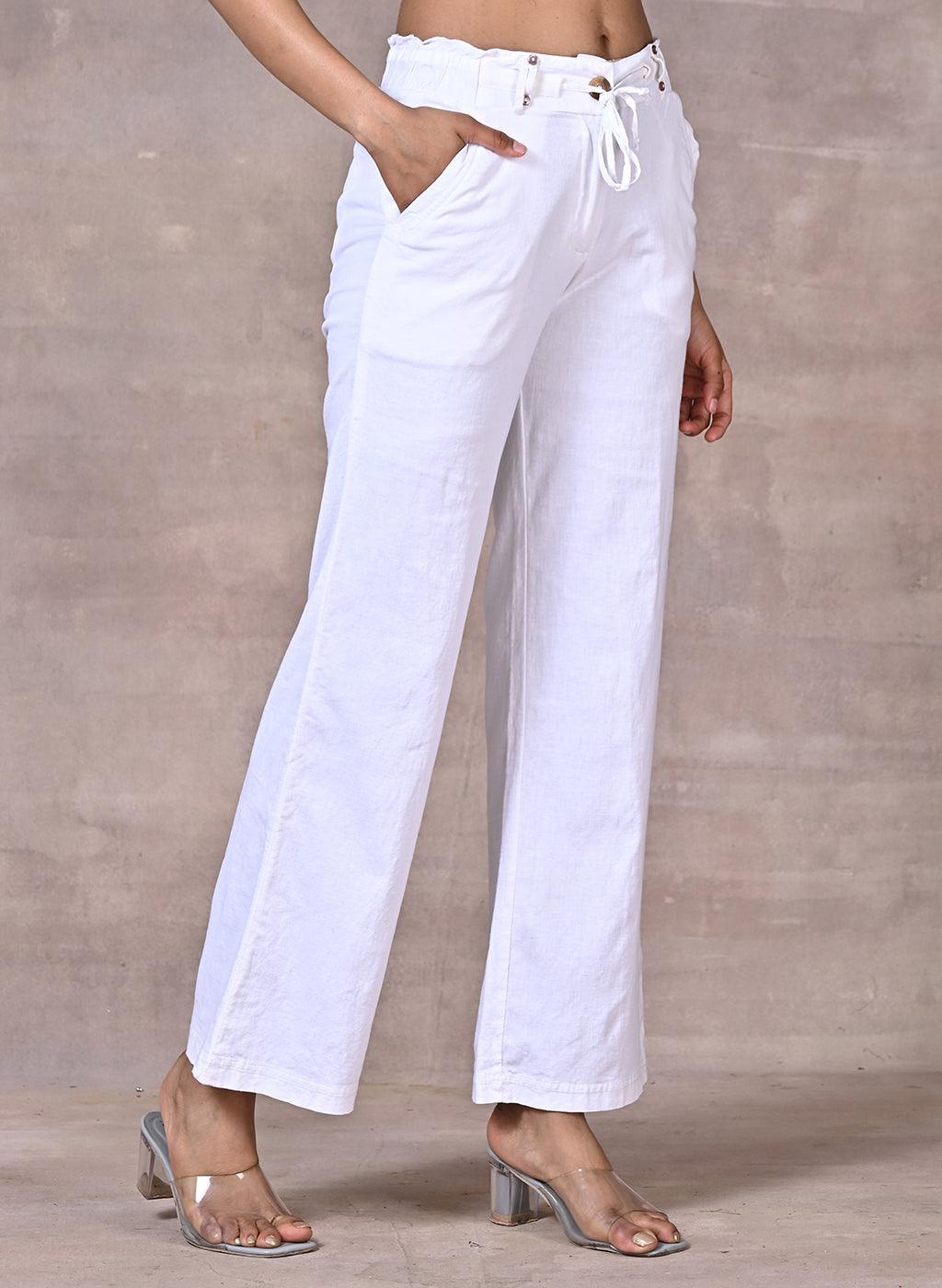 White Linen Pant - Lakshita